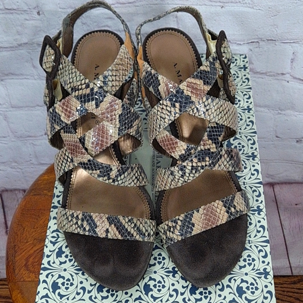 A. Marinelli Natural Roll Snakeskin Sandals - Picture 3 of 10